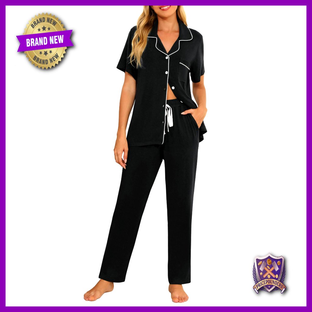 Soft Viscose Pajama Set With Button Down Shirt And Long Pants S-Xxl